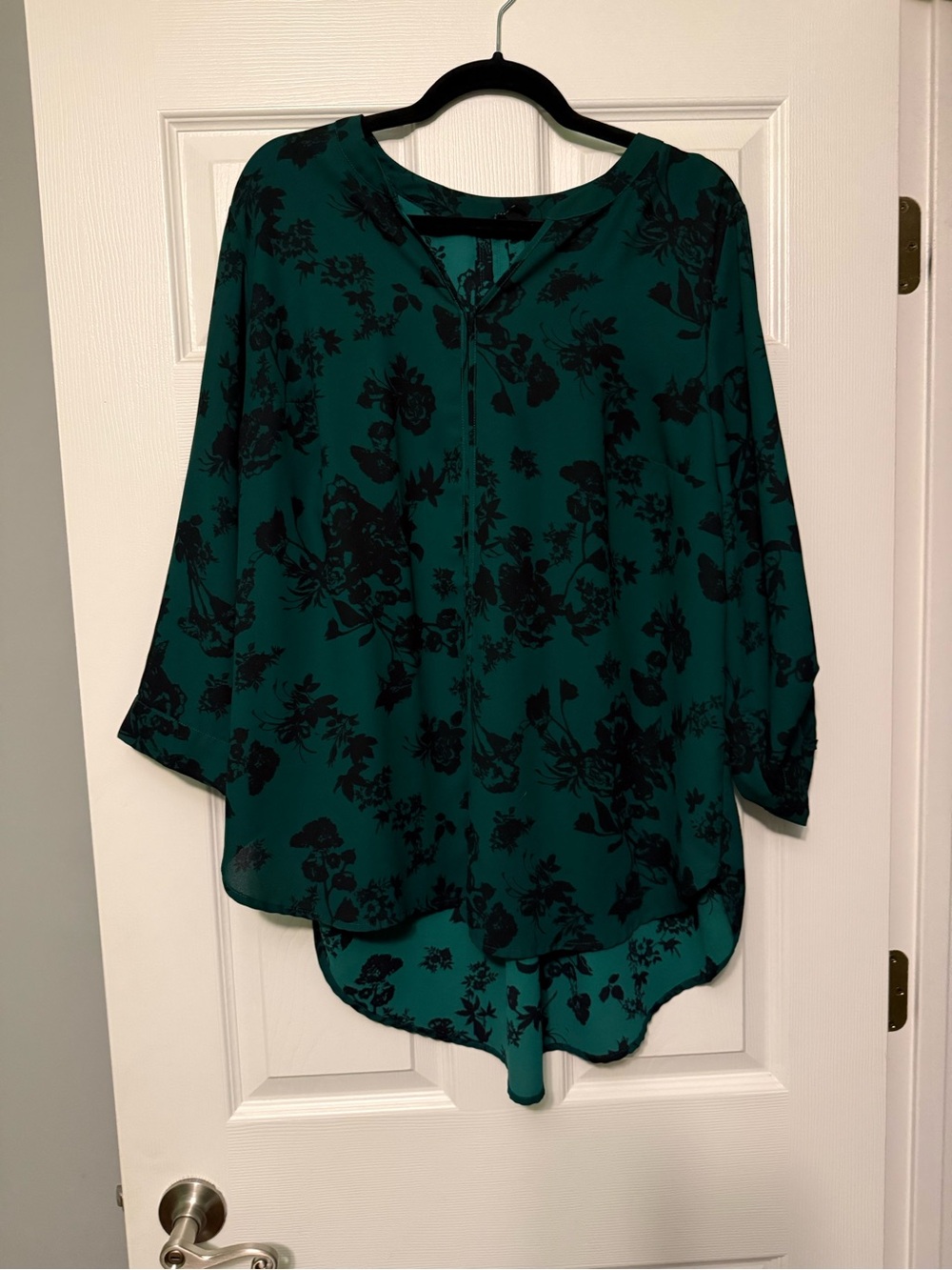 41 Hawthorn Teal Floral Split-Neck Tunic